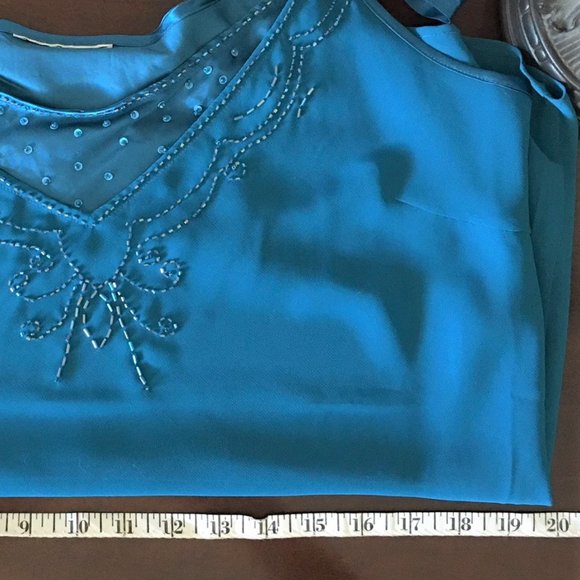 Vibrant blue sequin and bead adorned layered top - Picture 9 of 14